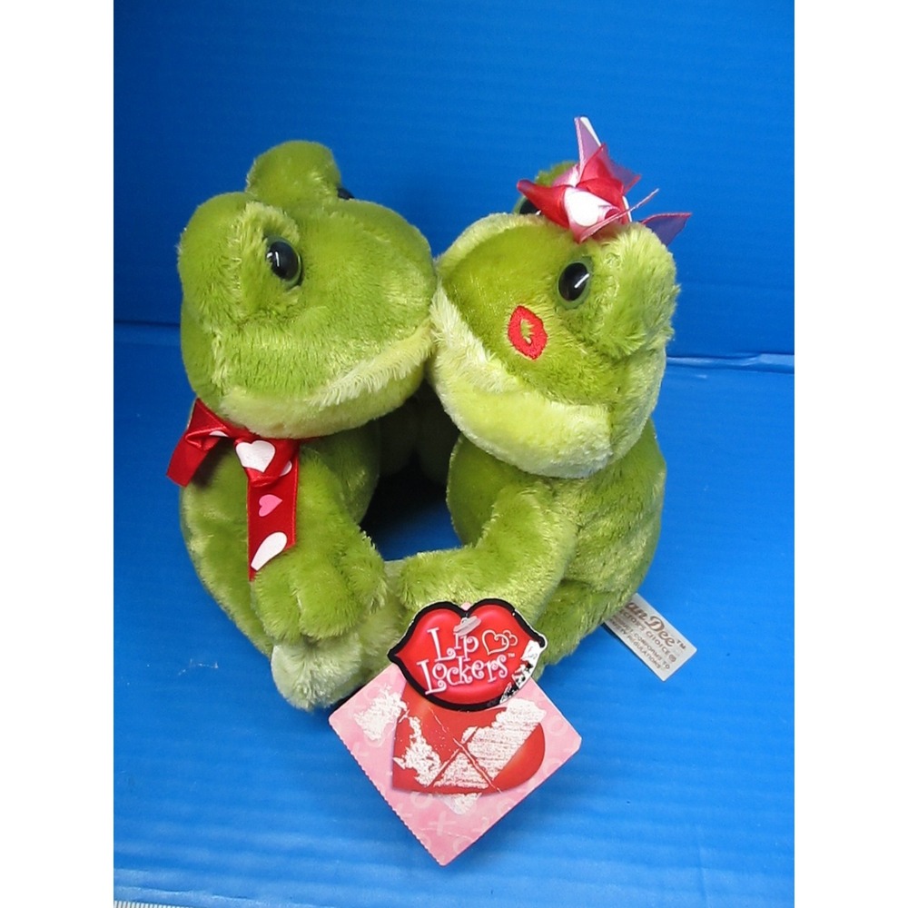 Dan Dee Lip Lockers Frogs Boy Girl Hugging Magnetic Kissing w/Tag 8" Plush